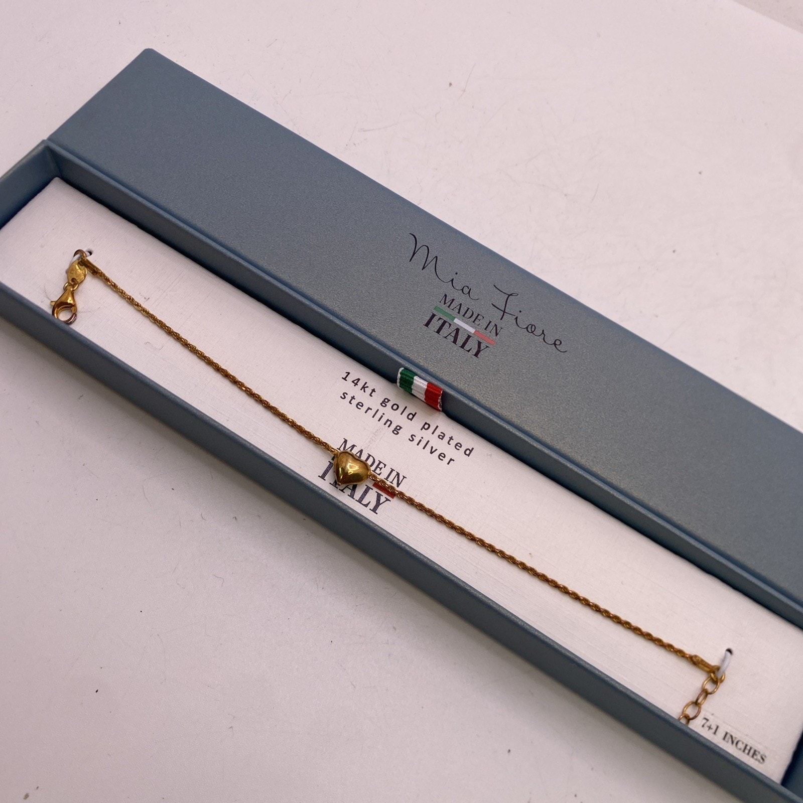 Italy Mia Fiore Womens Heart Charm 14k Gold Plated Sterling Silver Bracelet 71 39$